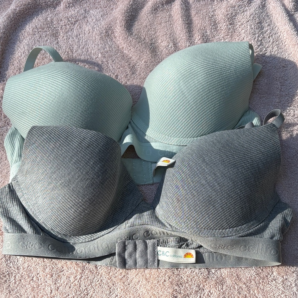 C&C California Mint & Gray Seamless T-Shirt Bras Duo
